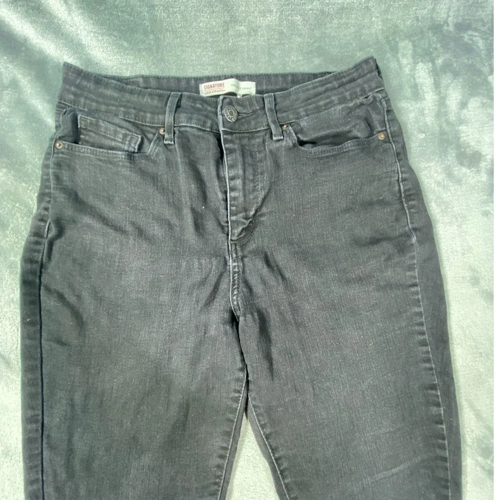 Levis Signature Jeans Womens 29x30 Black High Rise Skinny Stretch Denim Slim Fit